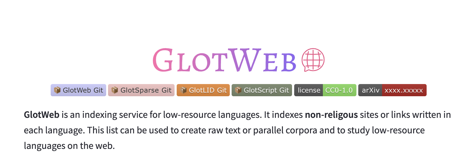 GlotWeb and GlotSparse